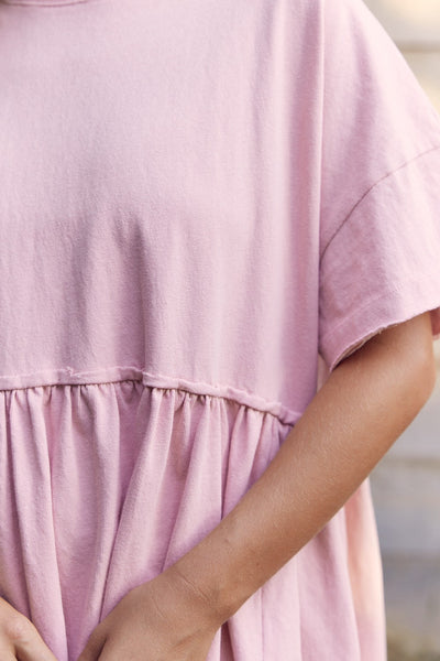 Short Sleeve Baby Doll Dress - Lavender