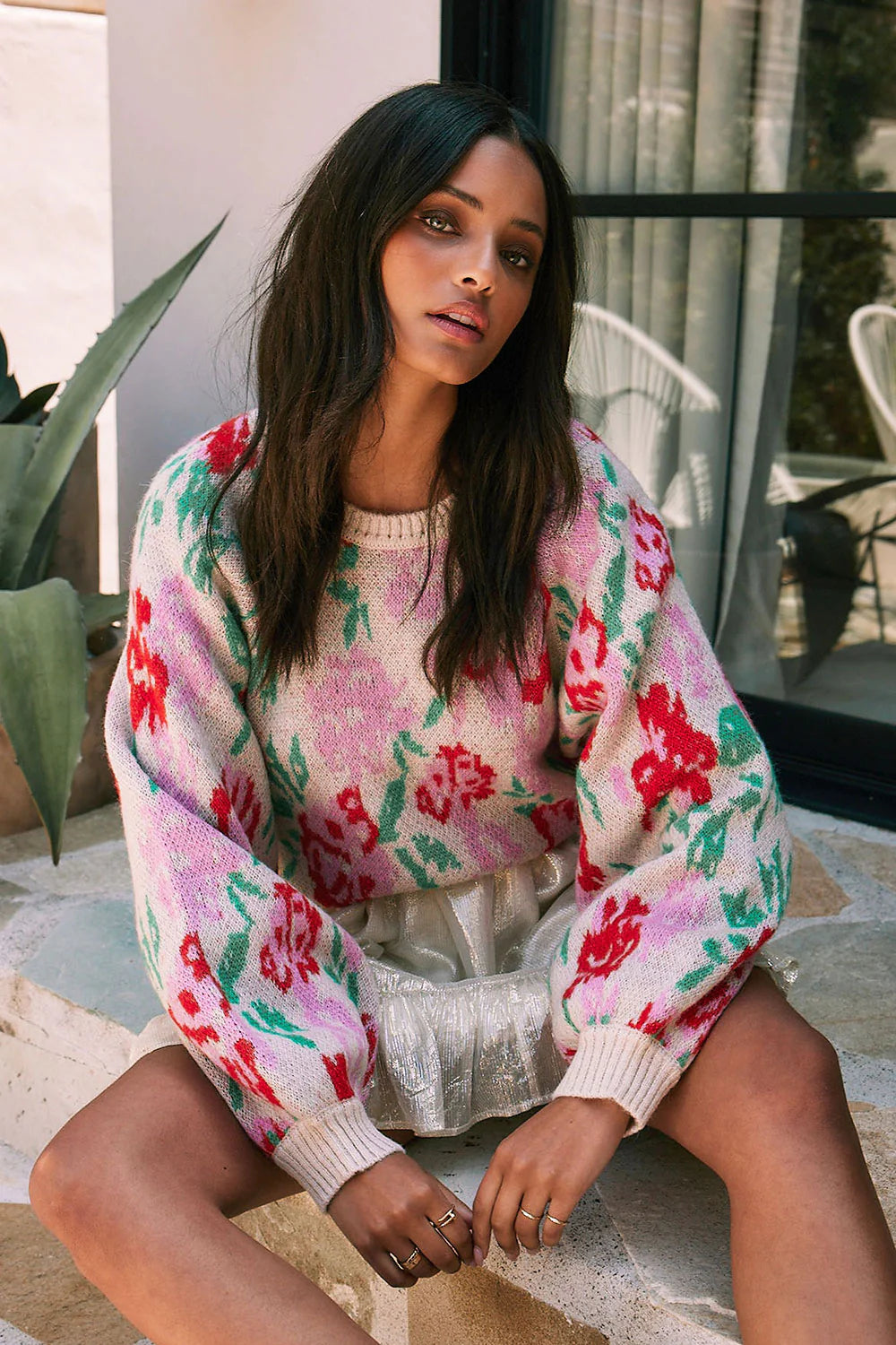 Zara floral 2025 embroidered sweater