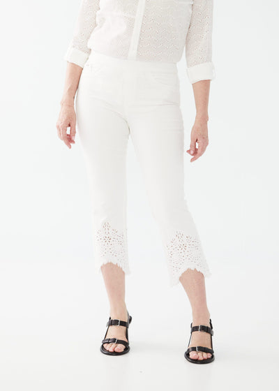 Pull On Straight Crop Jeans - White