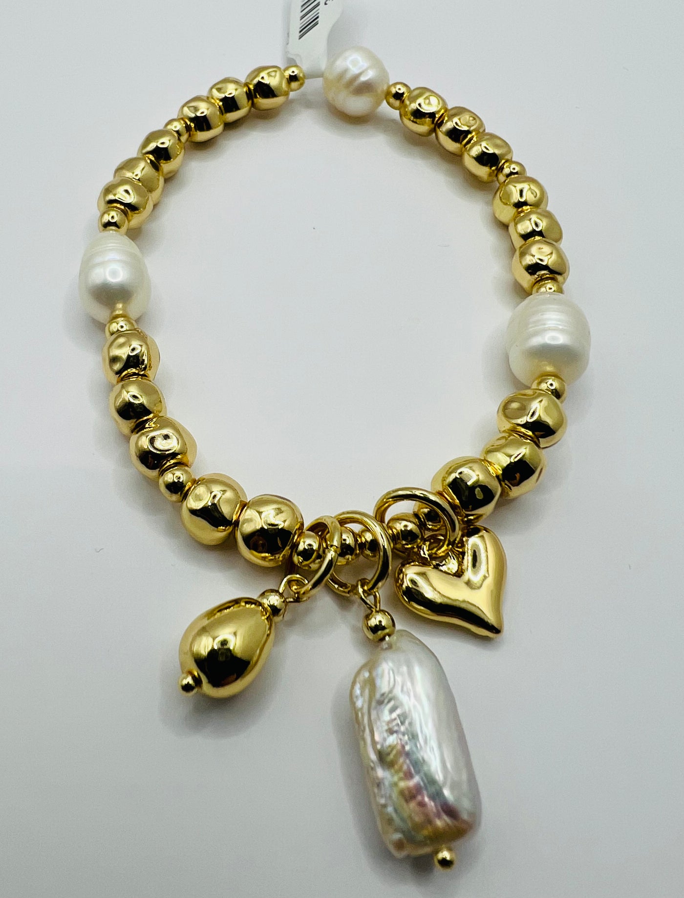Fashion Stretchy Bead Bracelet Gold with Pearl