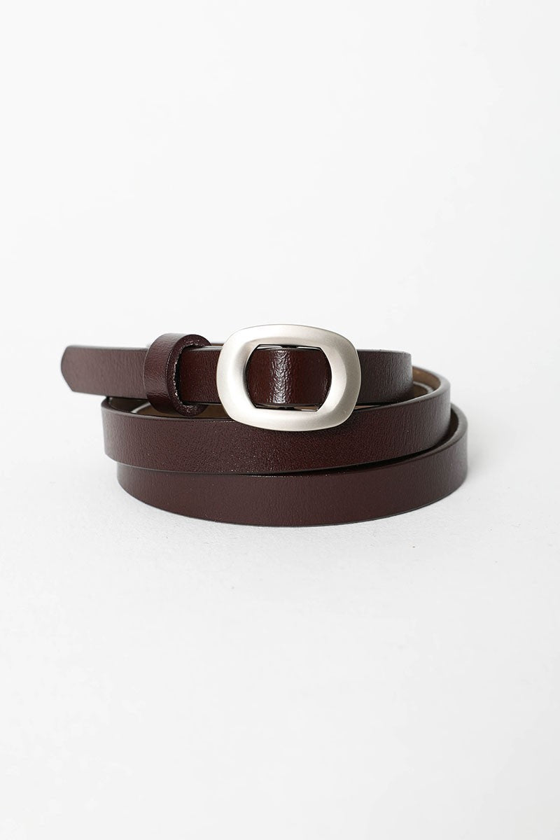 Skinny Modern Cinch Belt - Brown