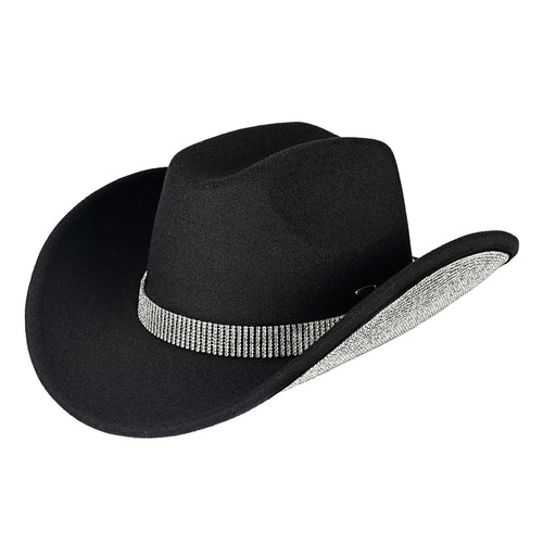 Felt Cowboy Hat Under Brim Rhinestone