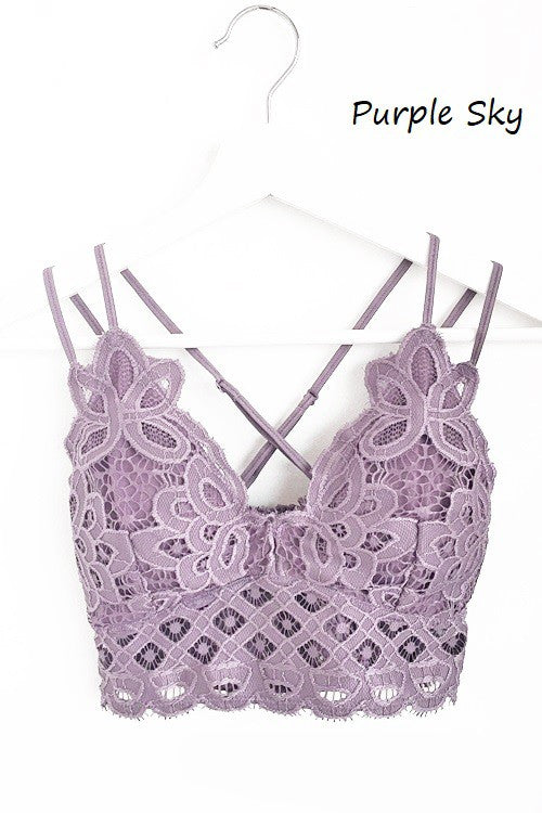 Crochet & Lace Bralette - Purple Sky