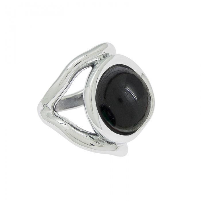 Ciclon silver ring with black murano center - Ulla-La Boutique