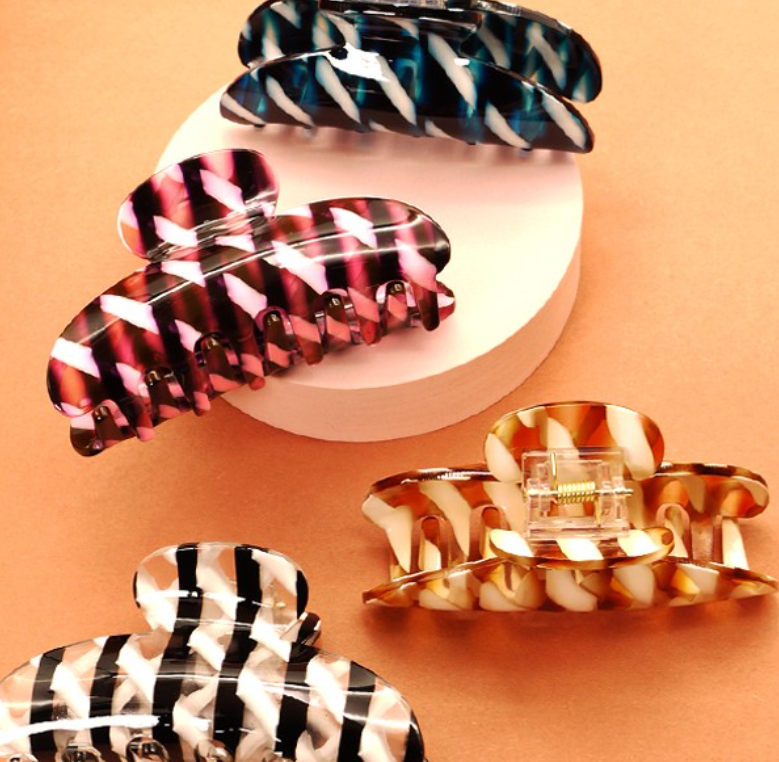 CANDY STRIPE JUMBO HAIR CLAW CLIP UllaLa Boutique
