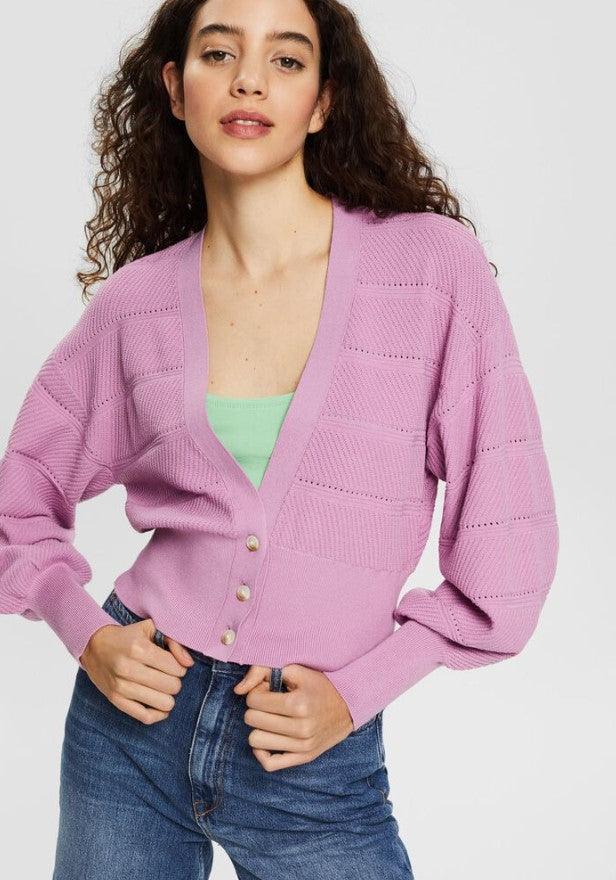 Lilac cropped store cardigan