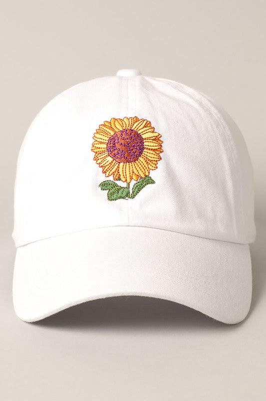 Sunflower Embroidery Baseball Cap Hat - Ulla-La Boutique