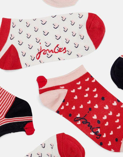 Joules Rilla Trainer Socks 3 Pack // Red Hearts