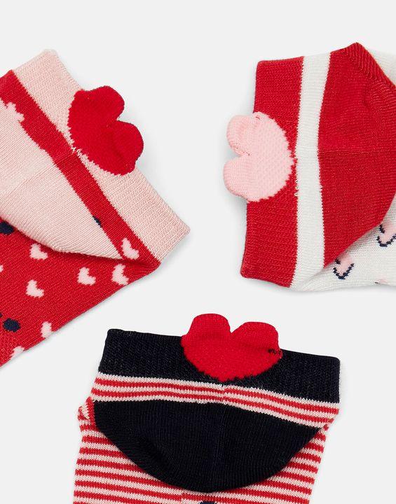 Joules Rilla Trainer Socks 3 Pack // Red Hearts
