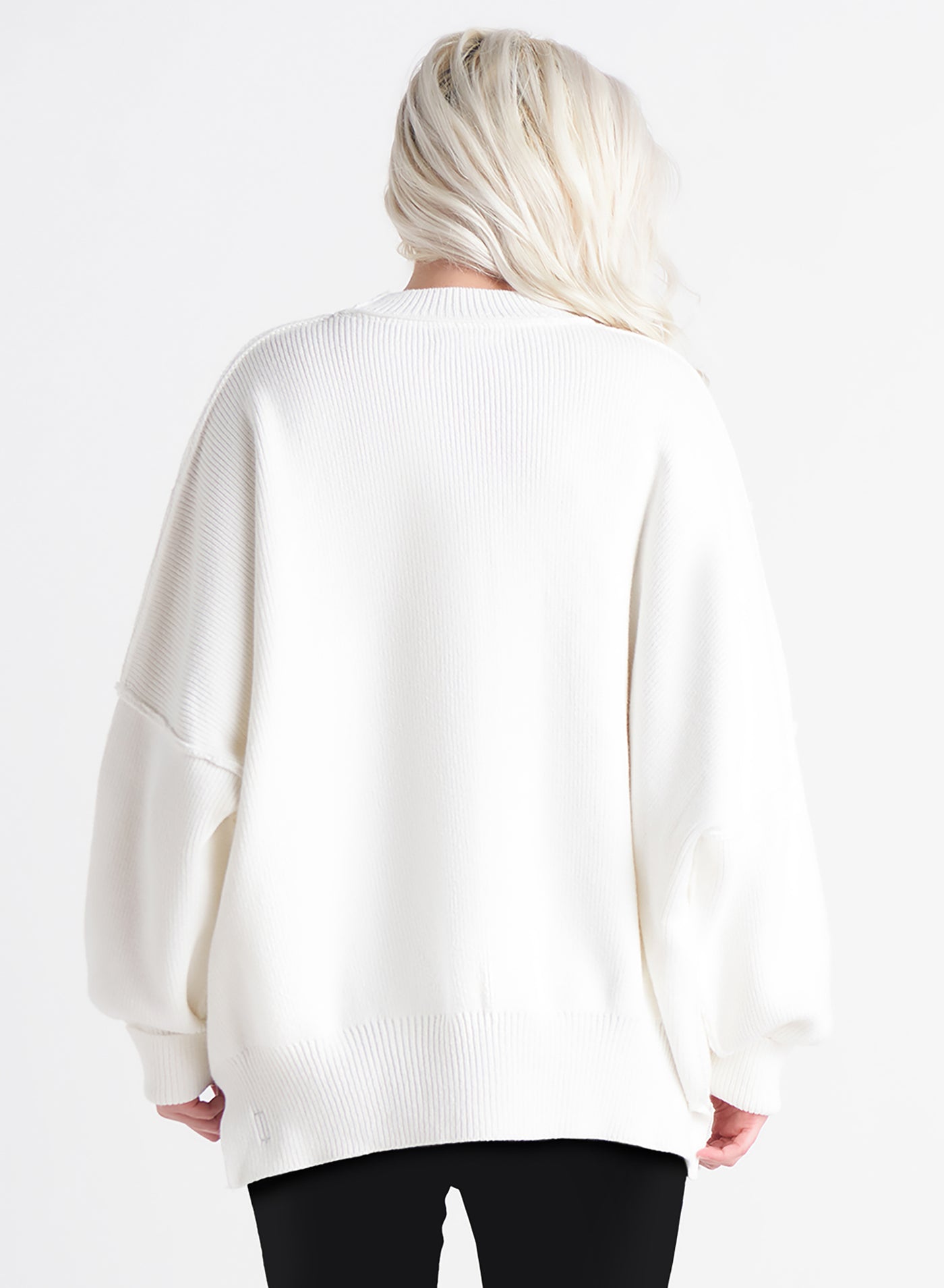 Exposed Seams Tunic Sweater (Off White)
