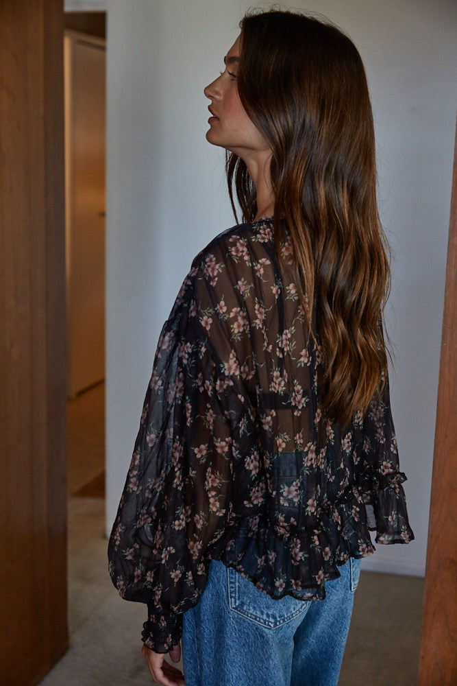 Persephanie Sheer Top - Black Multi