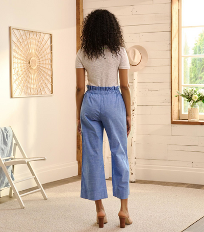Tie Front Pants - Chambray
