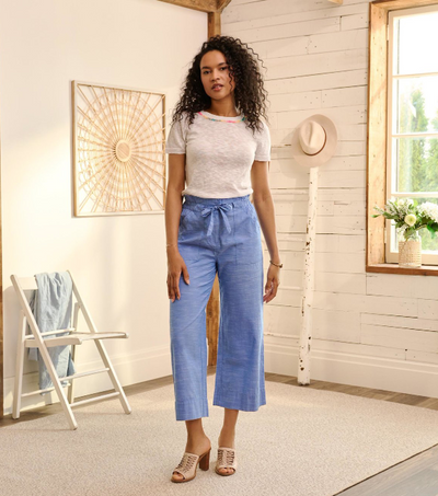Tie Front Pants - Chambray