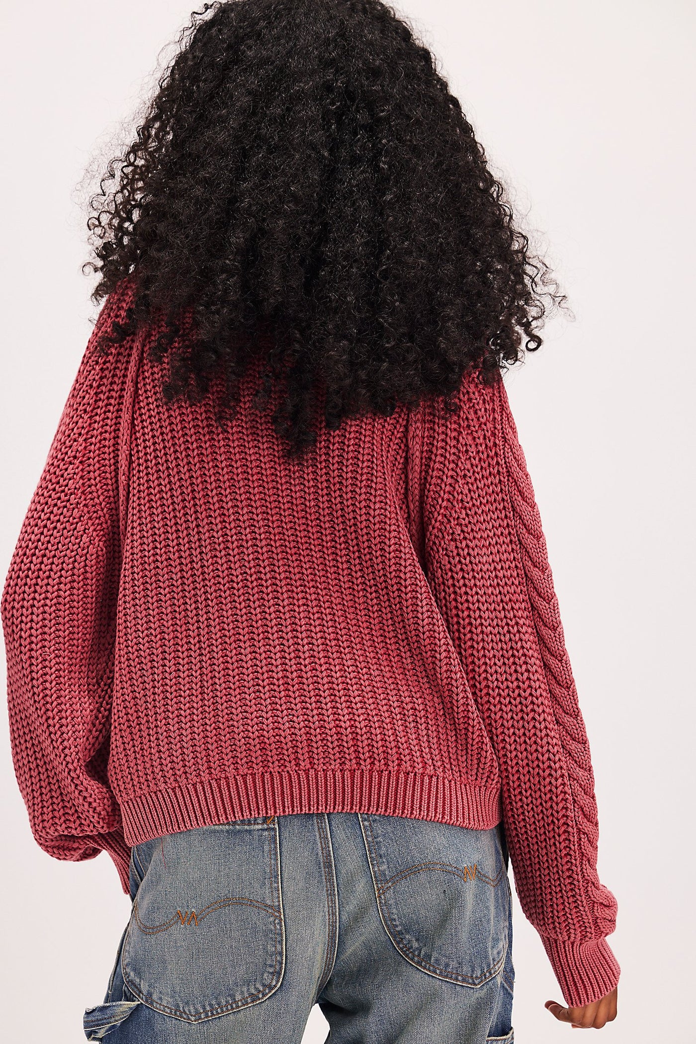 Frankie Cable Sweater - Cherry Combo