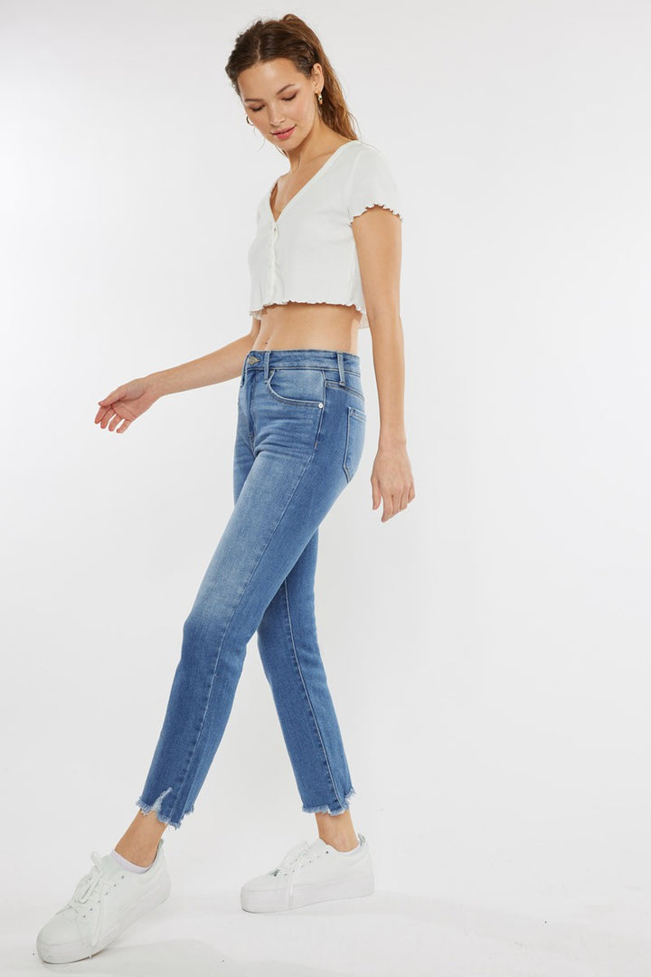High Rise Straight Jeans - Medium Wash
