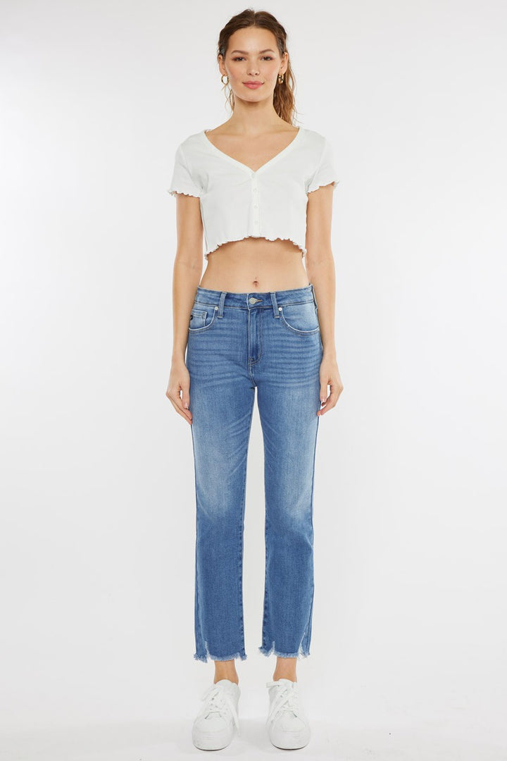 High Rise Straight Jeans - Medium Wash
