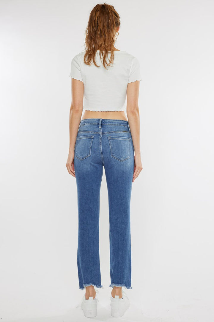 High Rise Straight Jeans - Medium Wash