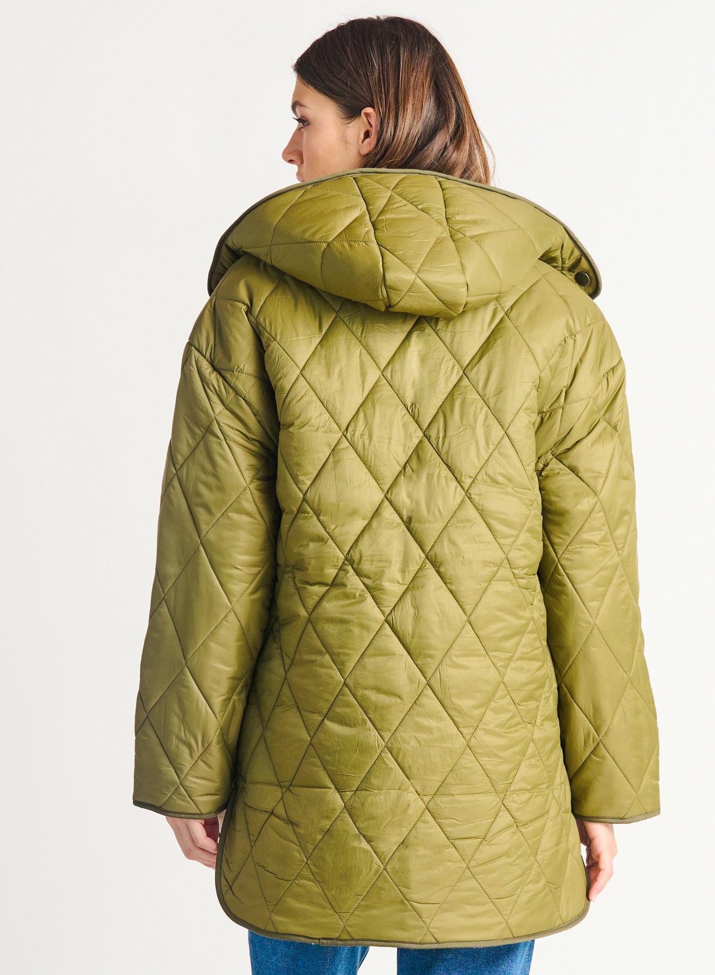 Sherpa Lined Quilted Jacket (Olive Green)