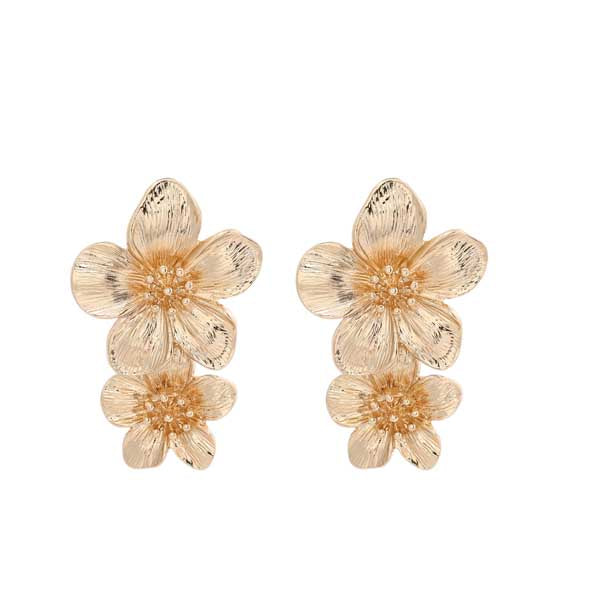 Fashion Chain Flower Earrings Gold