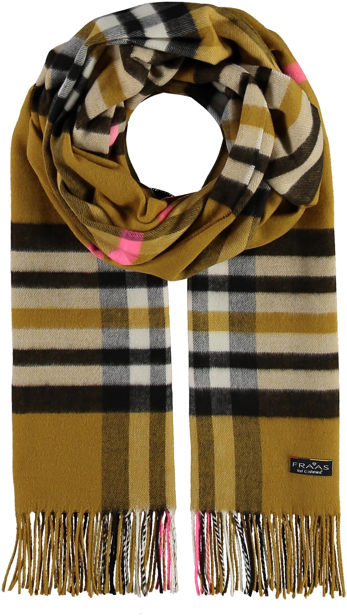 Wide Cashmink Scarf Plaid Check - Bronze