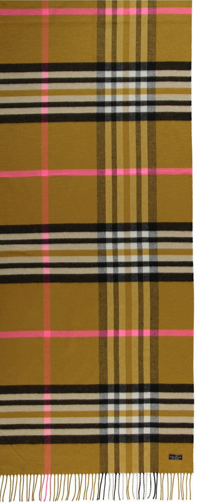 Wide Cashmink Scarf Plaid Check - Bronze