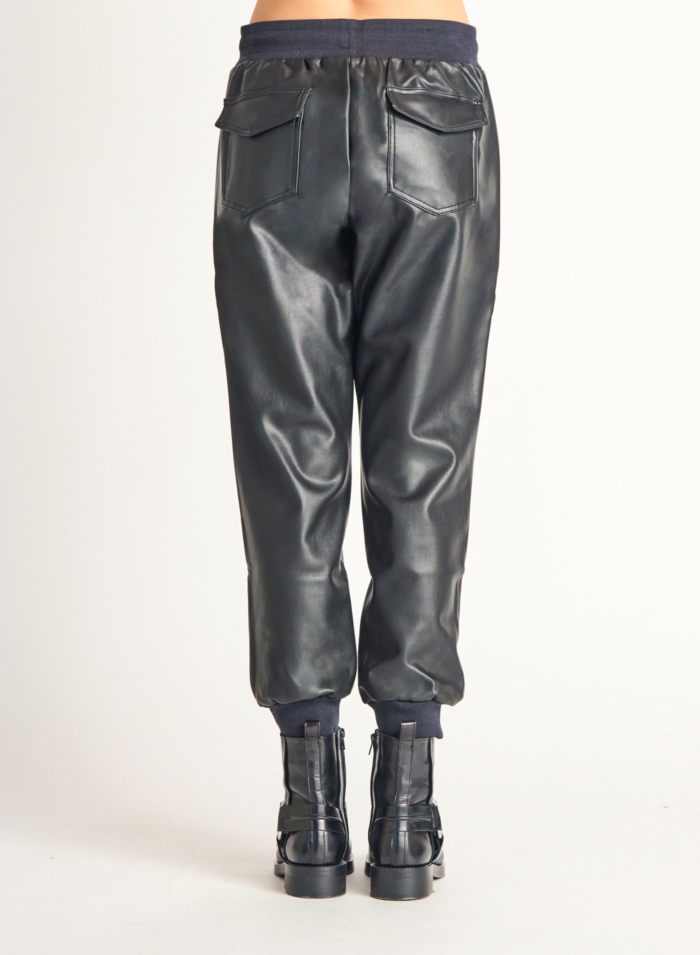 Faux Leather Jogger (Black)