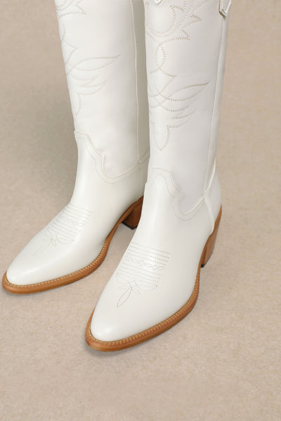Adel Tall Cowgirl Boots - White