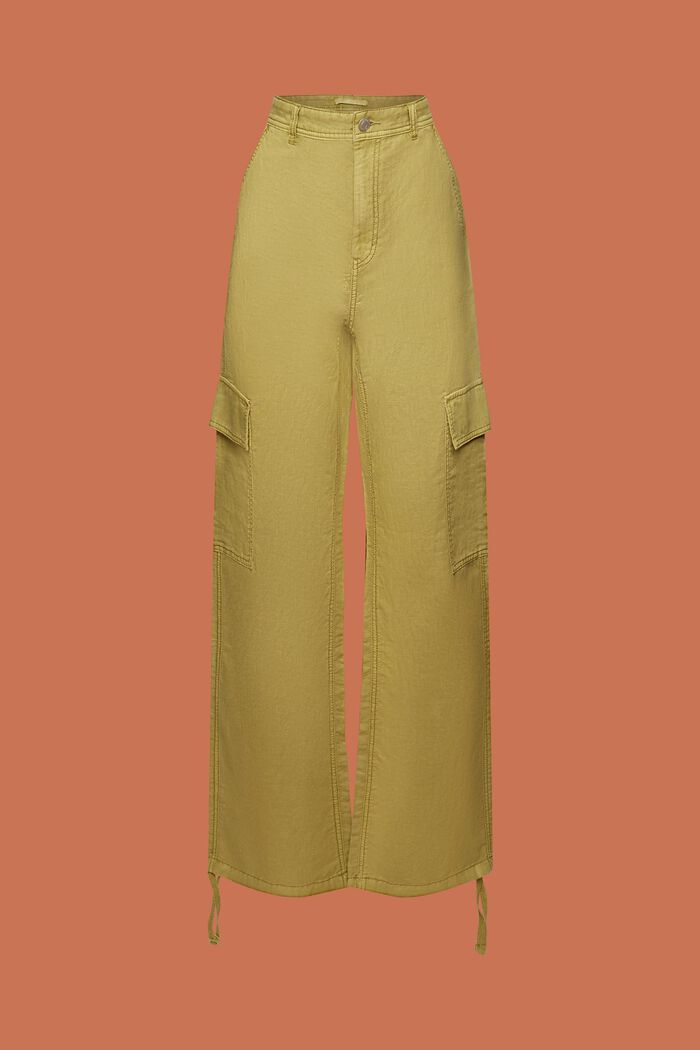 Linen Wide Leg Easy Cargo Pants // Olive