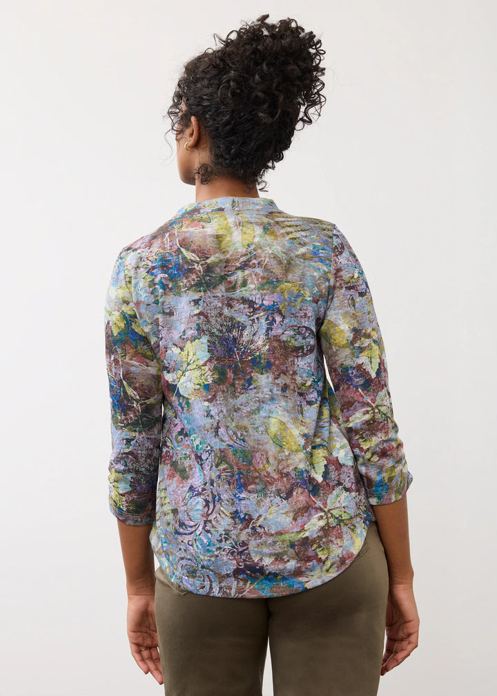 3/4 Sleeve V-Neck Top, Renaissance Bouquet