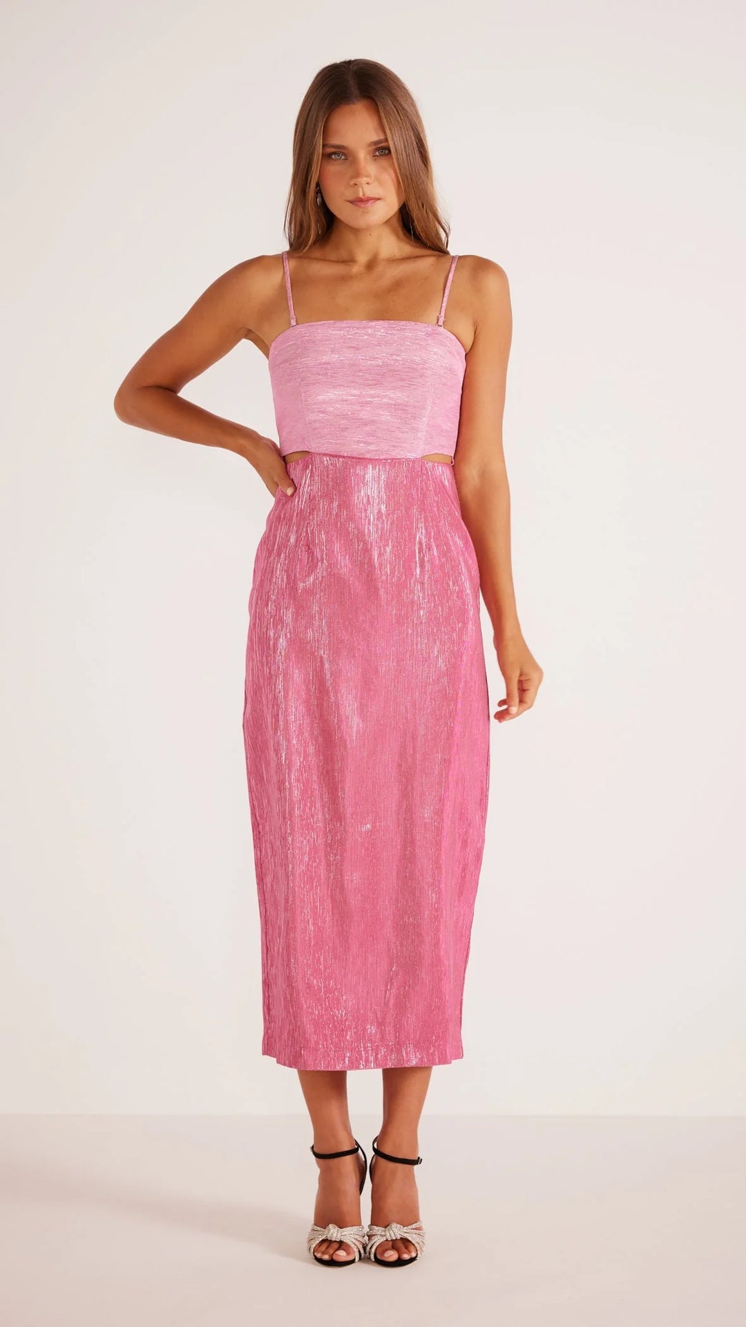 Vida Lurex Midi Dress - Pink
