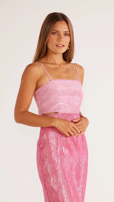 Vida Lurex Midi Dress - Pink