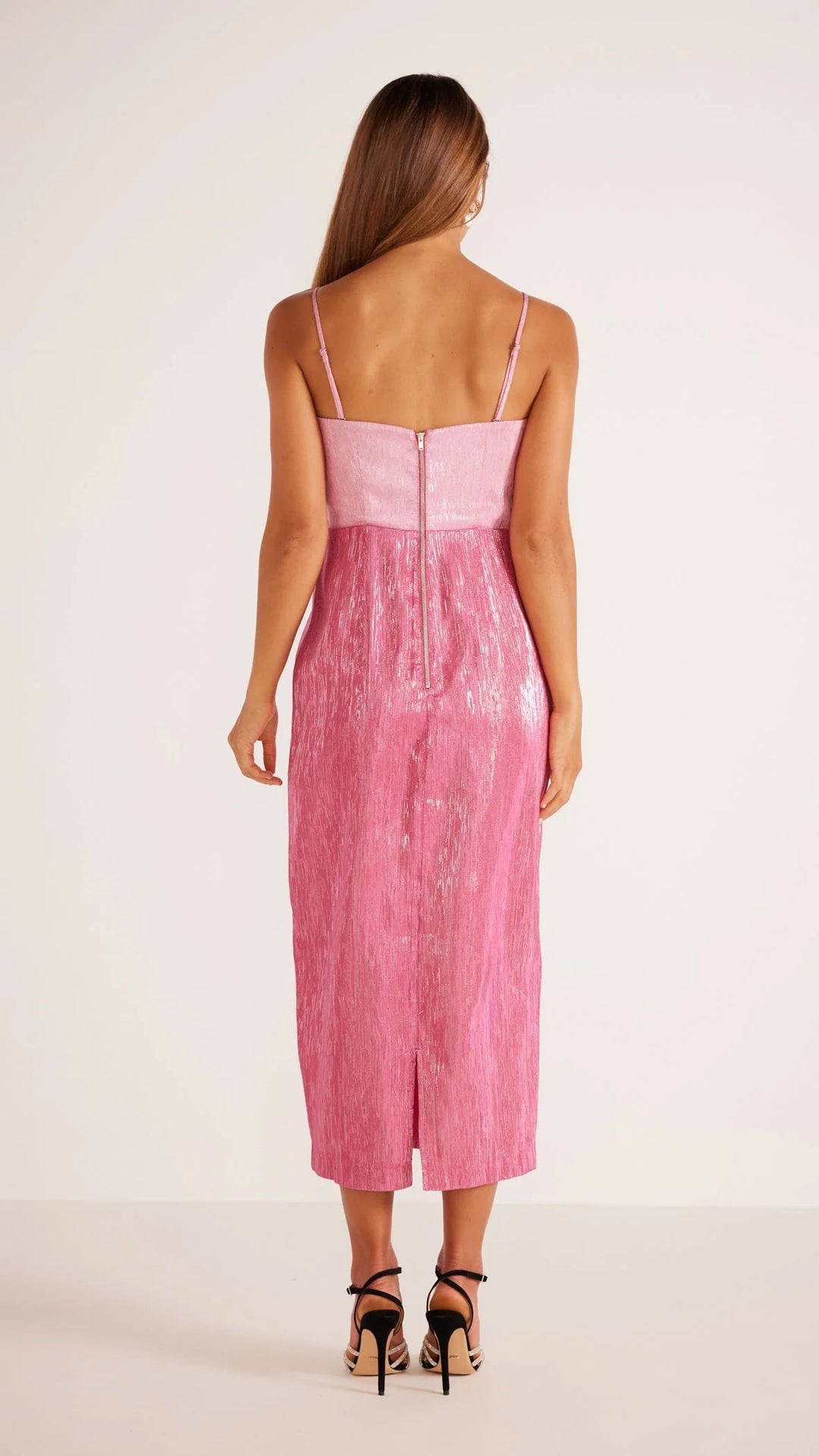Vida Lurex Midi Dress - Pink