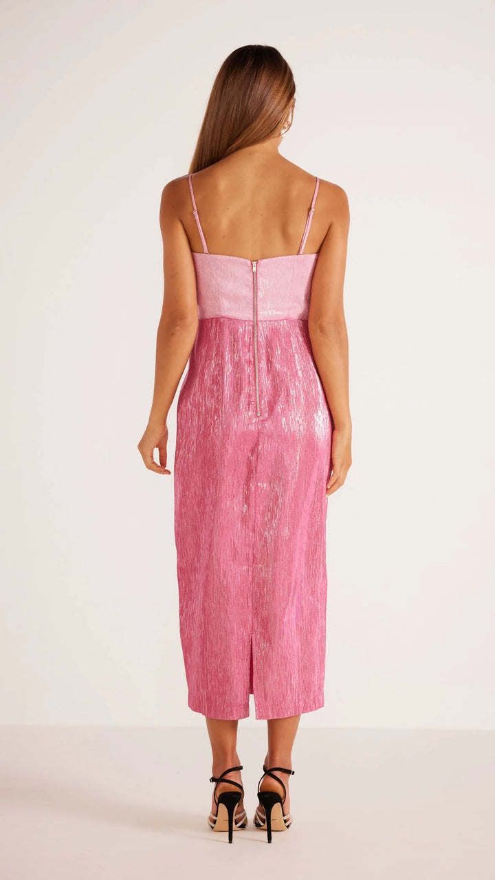 Vida Lurex Midi Dress - Pink