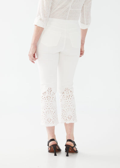 Pull On Straight Crop Jeans - White