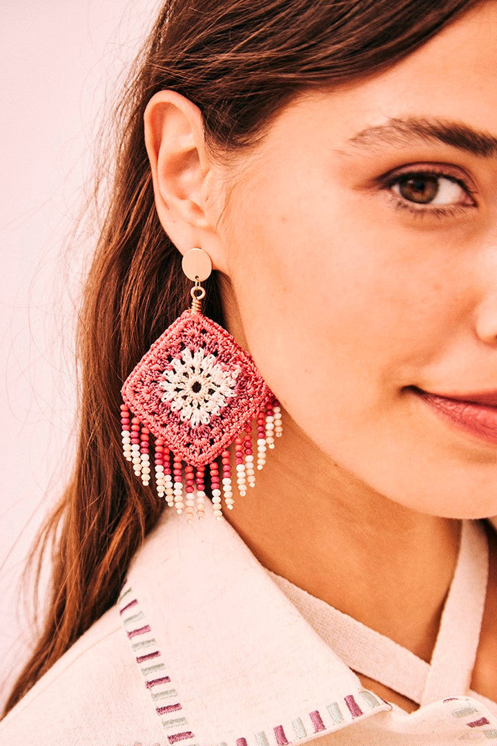 Coral Crochet Earrings