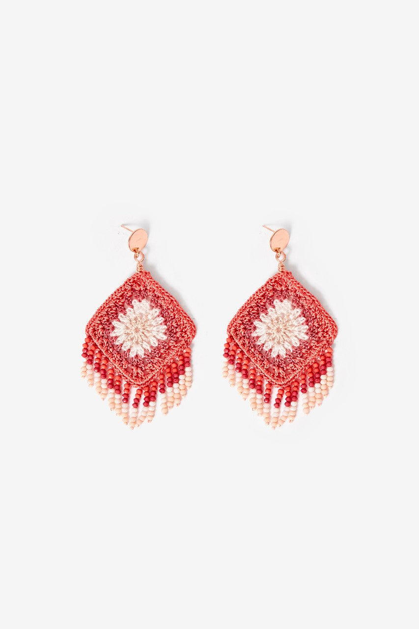 Coral Crochet Earrings