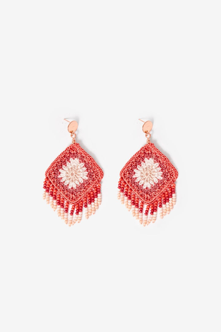 Coral Crochet Earrings