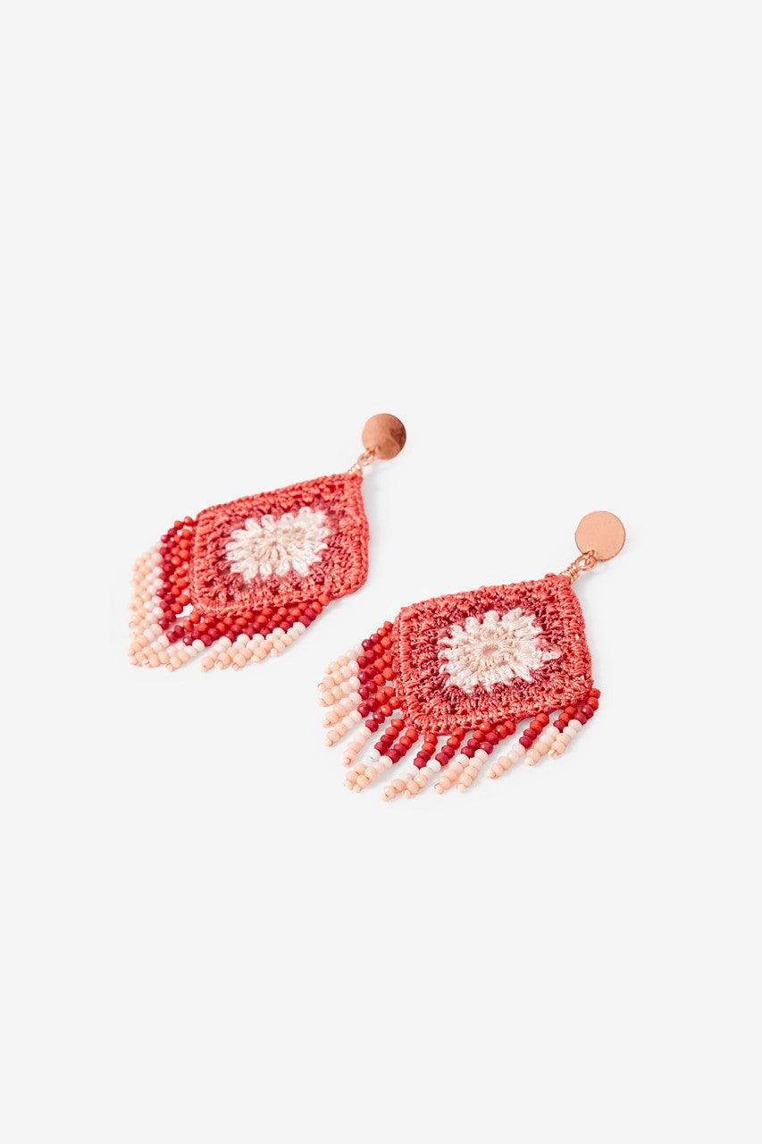 Coral Crochet Earrings