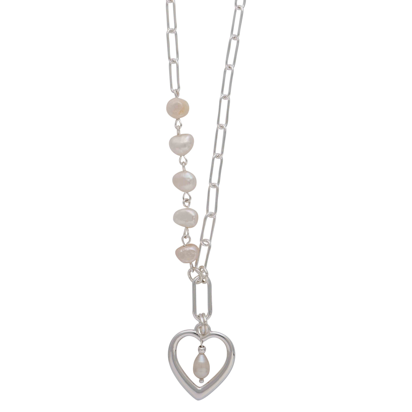 Fashion Chain Necklace Silver Fresh Water Pearl