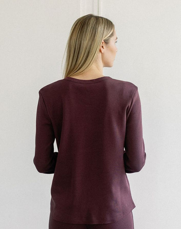Henley Waffle Top - Plum