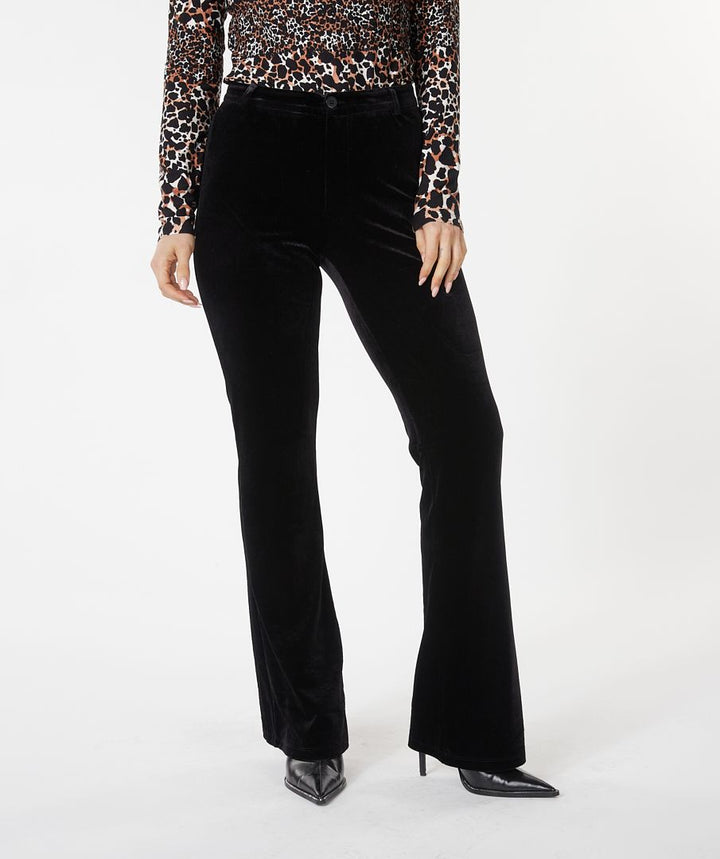 Flare Velour Pants - Black