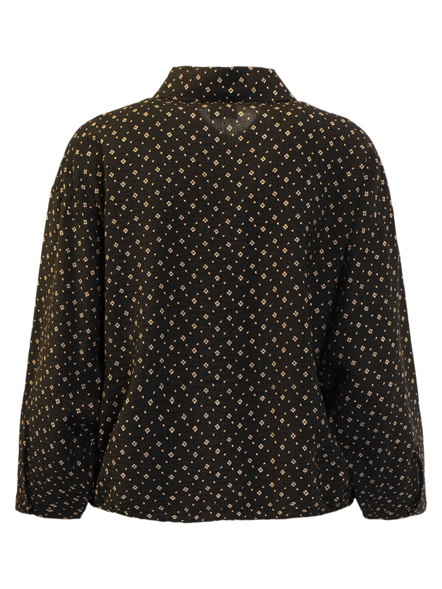 Long Sleeve Button Through Shirt with Tie Waist