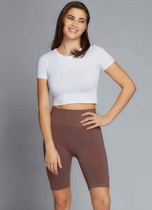 Bamboo Rib High Waisted Biker Shorts