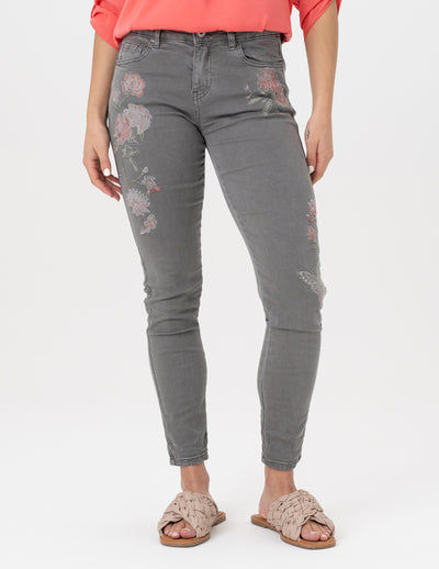 Embroidered Woven Pants // Charcoal