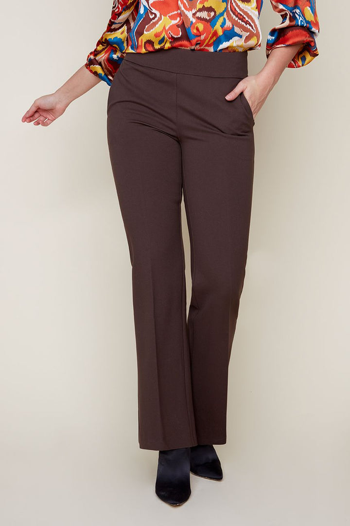 Ponte Pull On Dress Pants - Chocolate