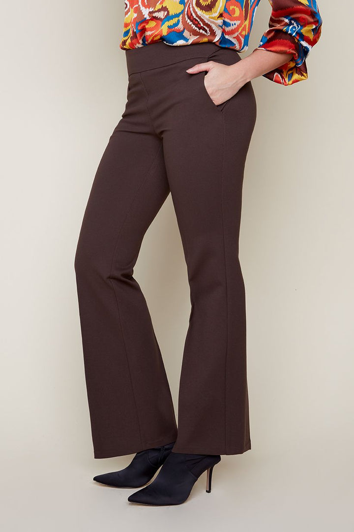 Ponte Pull On Dress Pants - Chocolate