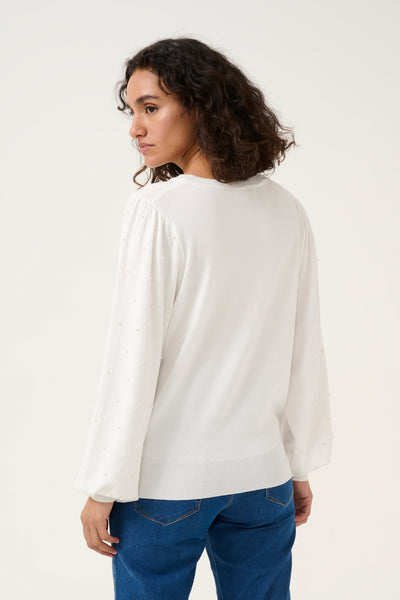 Karen Pullover with Pearl Details - Chalk White