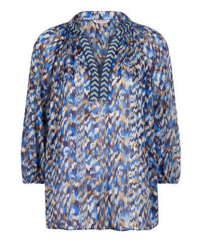 Mystery Estates Fancy Tape Blouse - Blue Multi