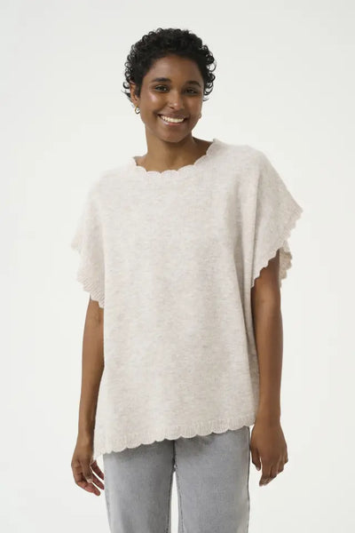 Darlene Knit Poncho - String Melange O/S