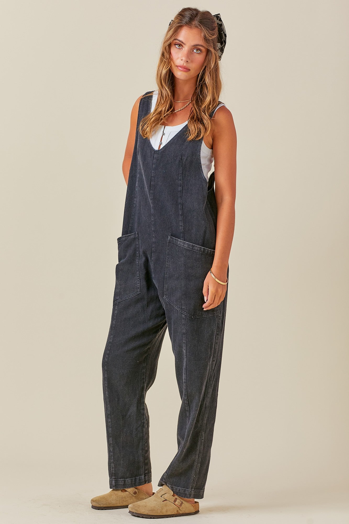 Relaxed Fit Denim Washed Jumpsuit